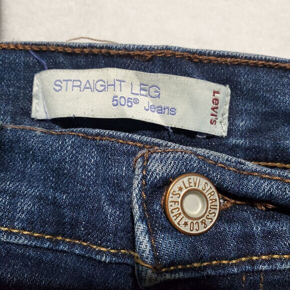 Women's Levis 505 Straight Leg Jeans Size 5 S/C Blue Denim Flap Back Pockets - Picture 4 of 10